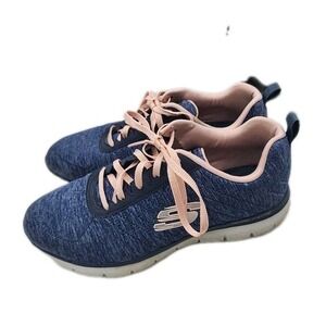 Skechers flex appeal 2.0 womens sneakers size 7 navy blue pink comfort shoes